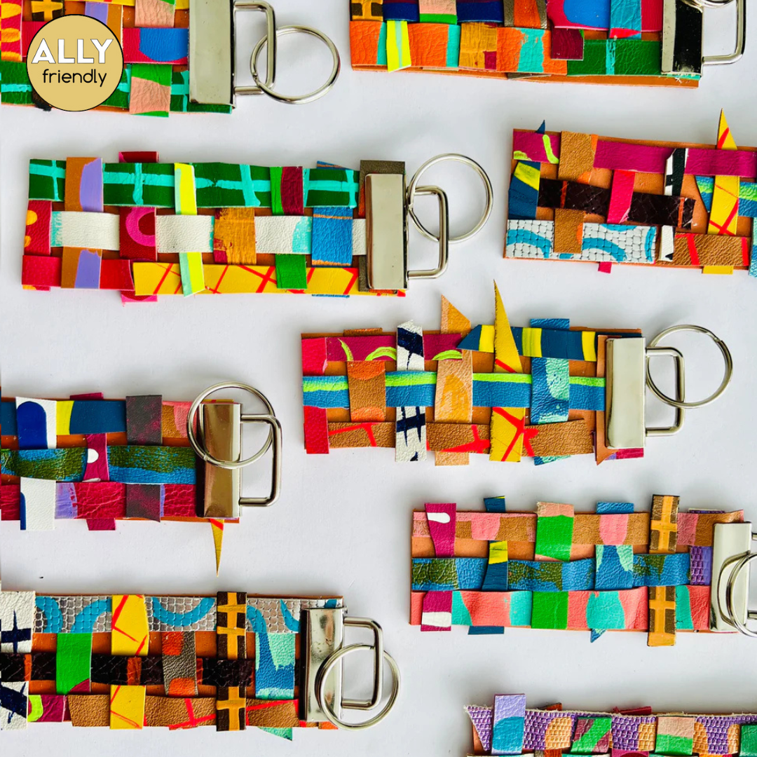 Bronwyn David Woven Leather Keychain