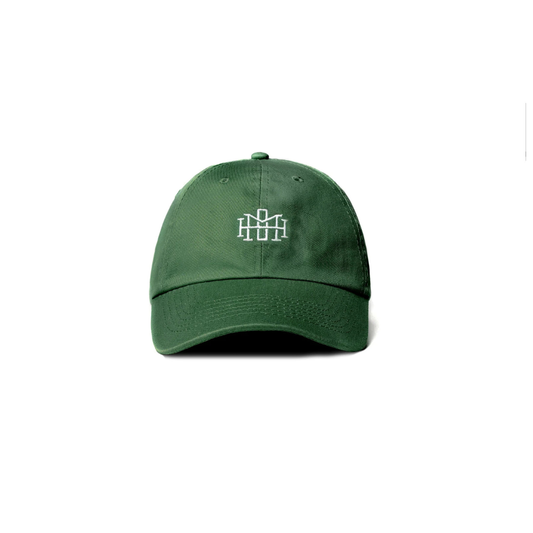 Green cap with a logo on a white background