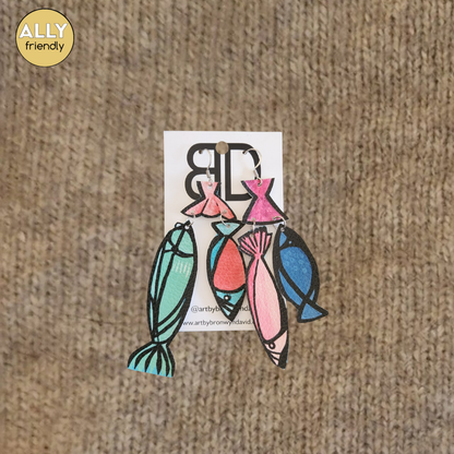 Bronwyn David Vegan Leather Fish Earrings