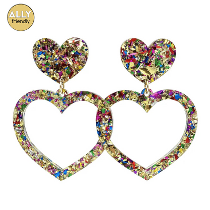 Haus of Dizzy Glitter Barbie Heart Earrings