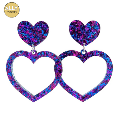 Haus of Dizzy Glitter Barbie Heart Earrings