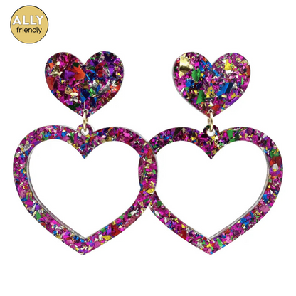 Haus of Dizzy Glitter Barbie Heart Earrings