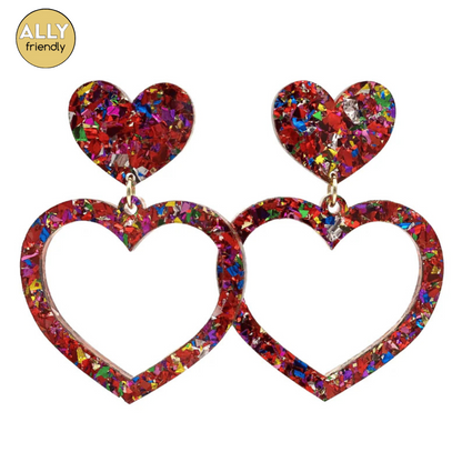 Haus of Dizzy Glitter Barbie Heart Earrings