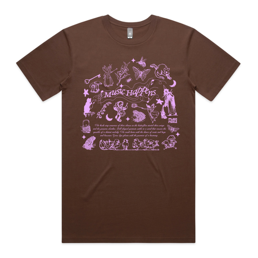 Music in Exile - 'Music Happens' T-Shirt