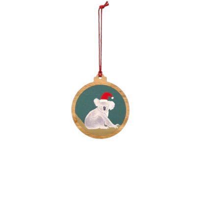 Red Parka Aussie Animals Wooden Christmas Ornaments