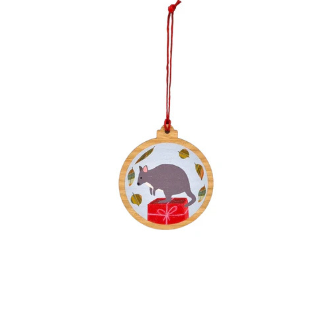Red Parka Aussie Animals Wooden Christmas Ornaments