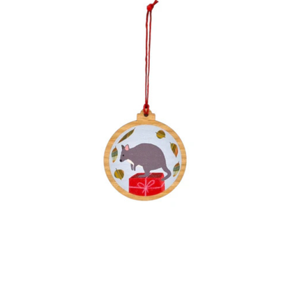 Red Parka Aussie Animals Wooden Christmas Ornaments