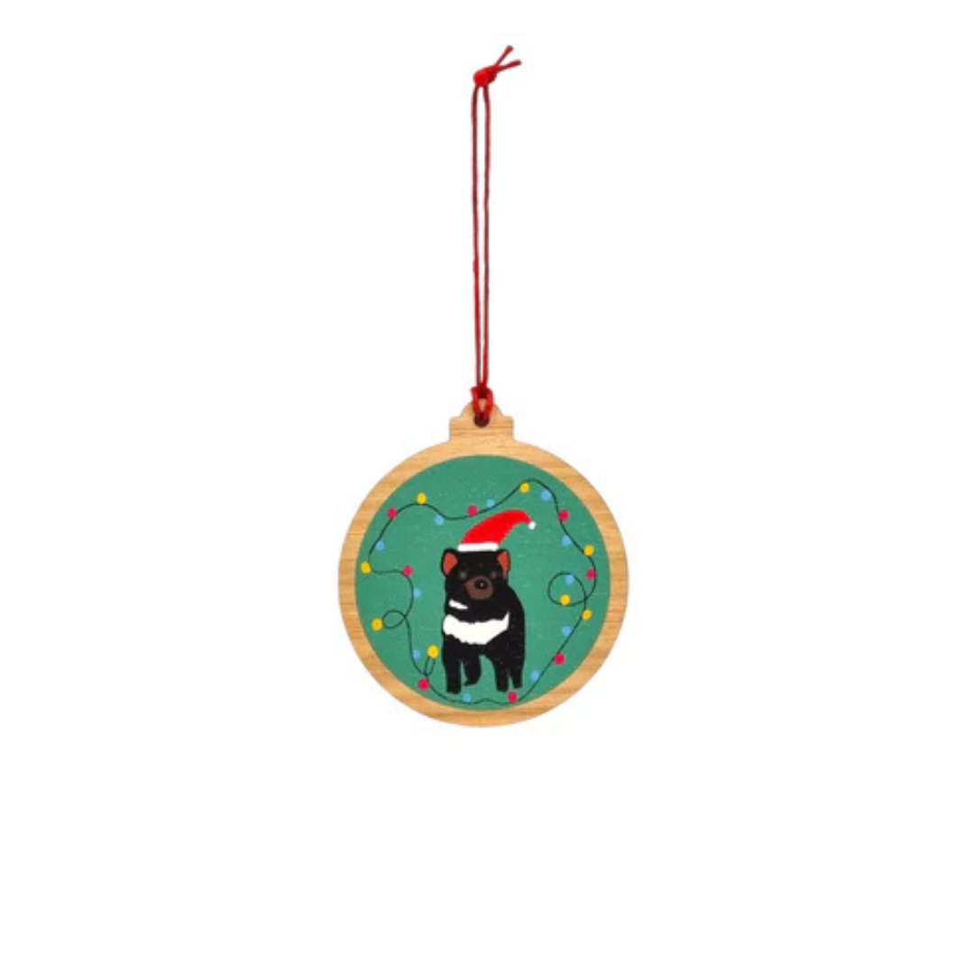 Red Parka Aussie Animals Wooden Christmas Ornaments